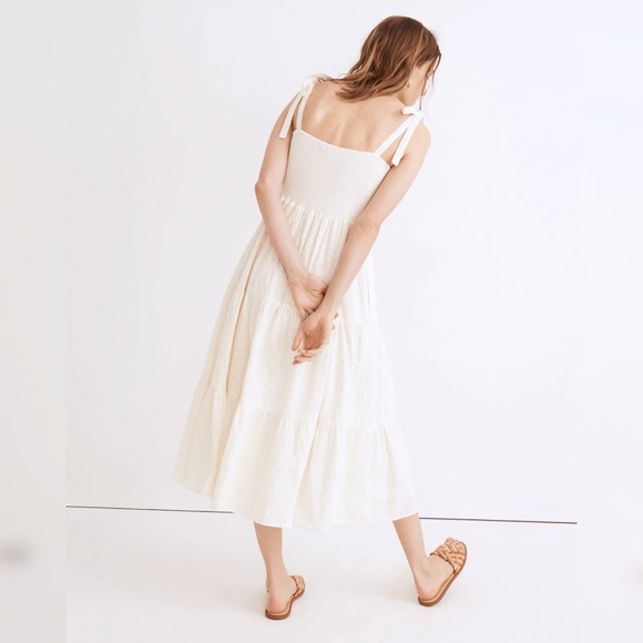 Madewell Eyelet Tie-Strap Lucie Tiered Midi Dress - Picture 3 of 8
